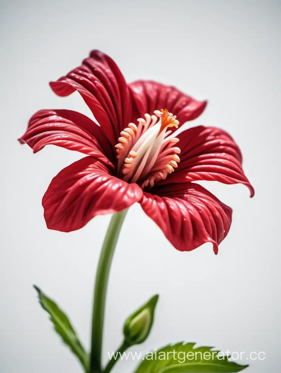 close up of Amarnath RED flower Dramatic WHITE background 8k with details