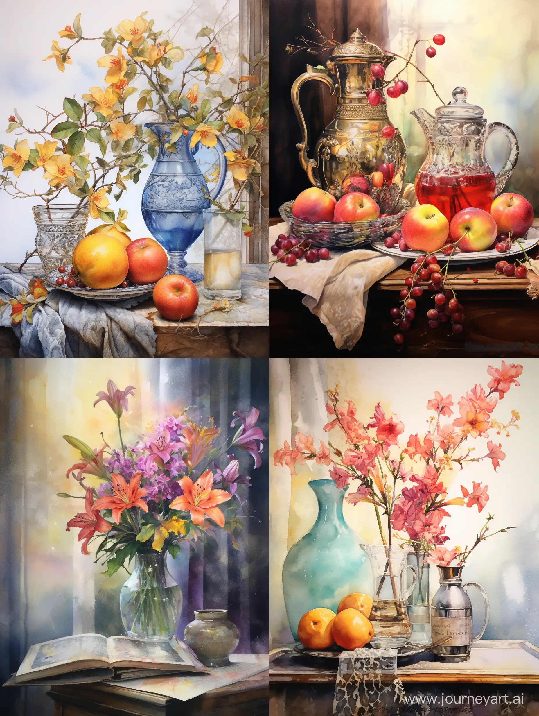 Vibrant-Still-Life-Painting-in-Watercolor-and-Pastel