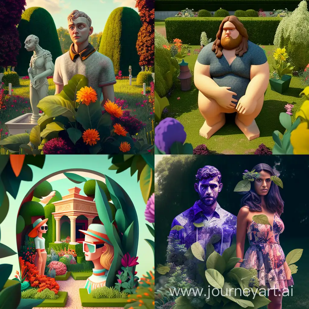 AI-Avatars-Enjoying-a-Vibrant-3D-Garden-on-Social-Media