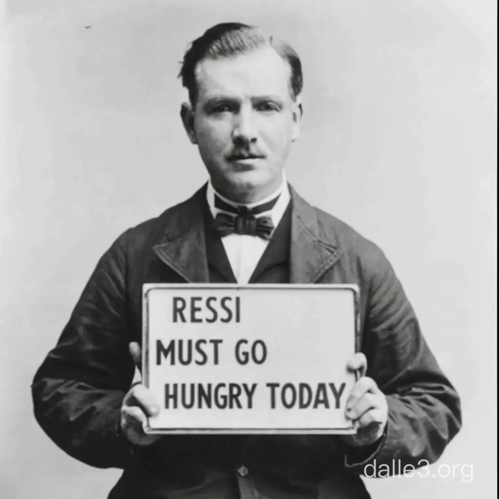 Good looking Gentleman holding a sign which states "Resi muss heute hungern"