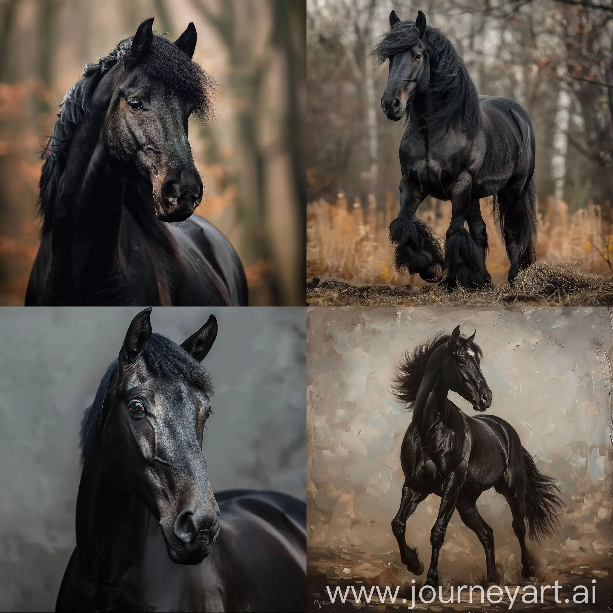 Majestic-Black-Horse-in-a-Serene-Waxi-Village