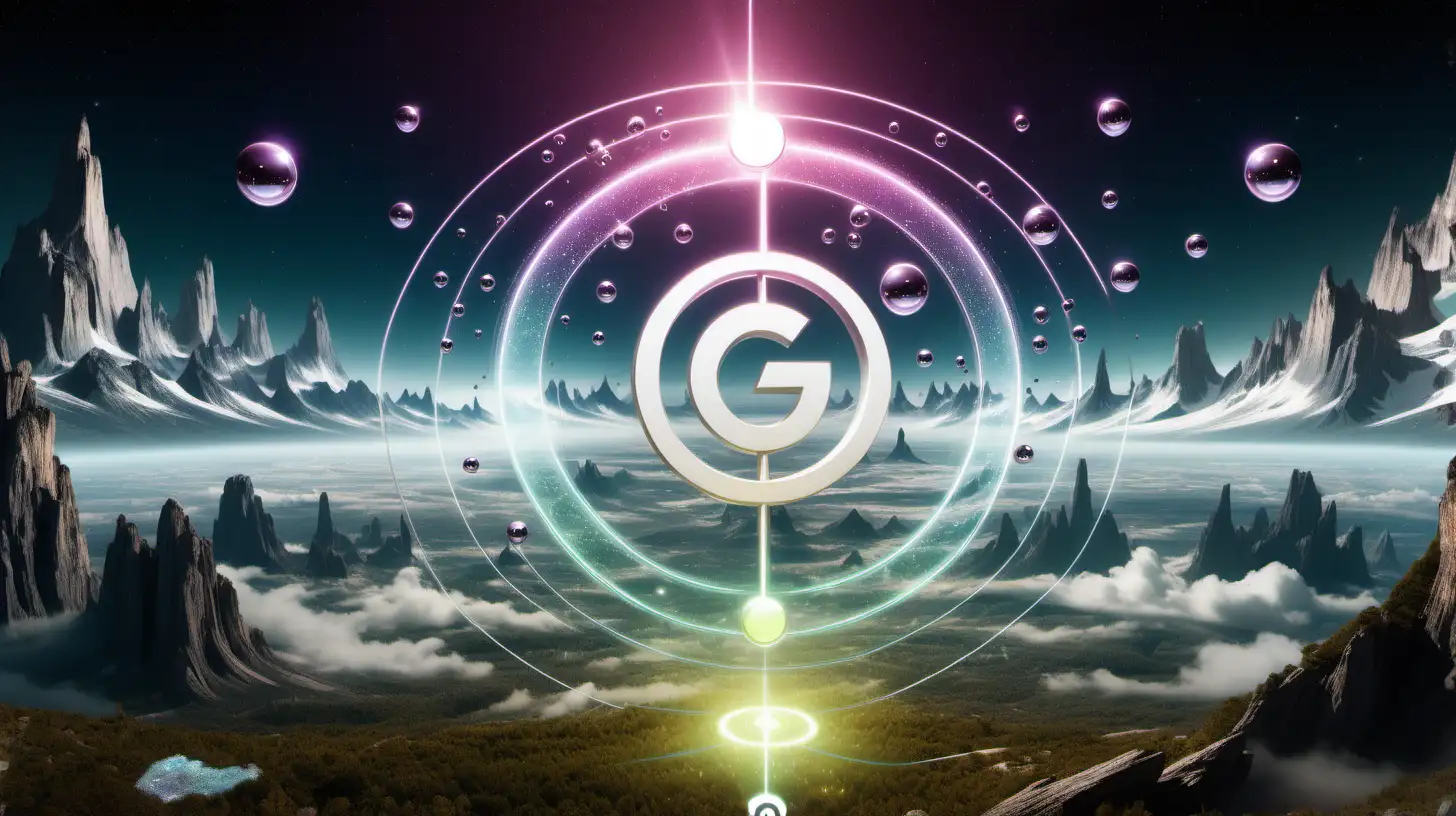 An otherworldly landscape with floating data orbs and a radiant "6G" symbol at the center, conveying the transformative nature of sixth-generation technology.