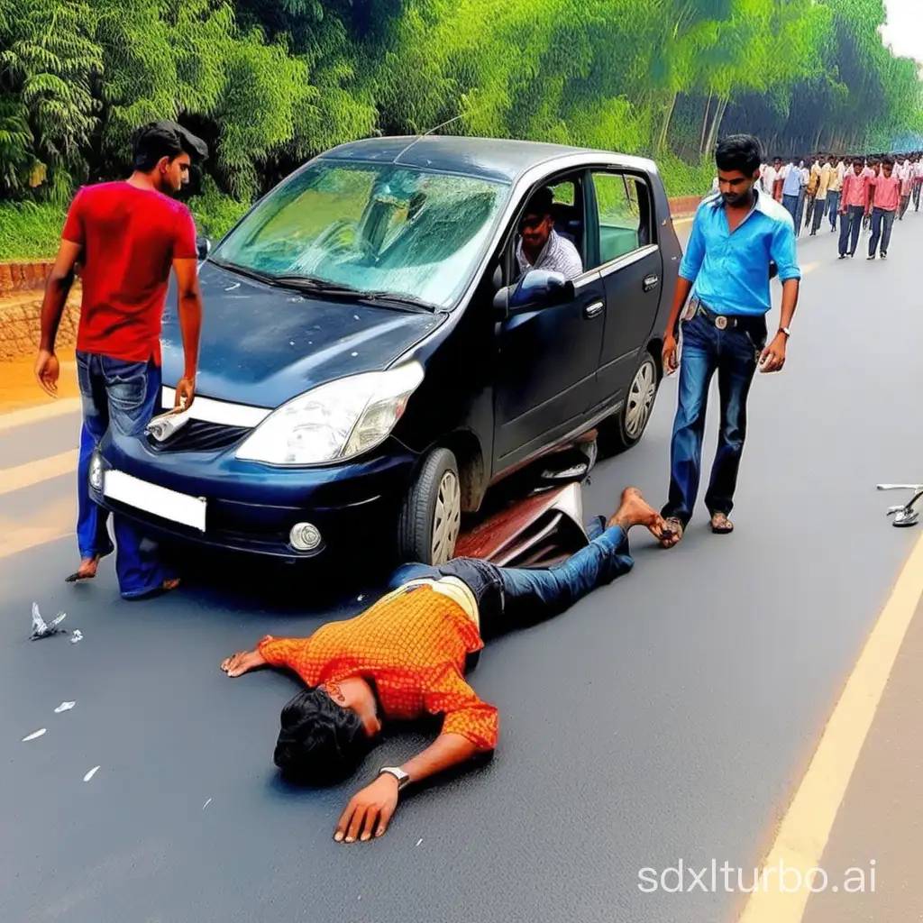 a young indian man got accident in road