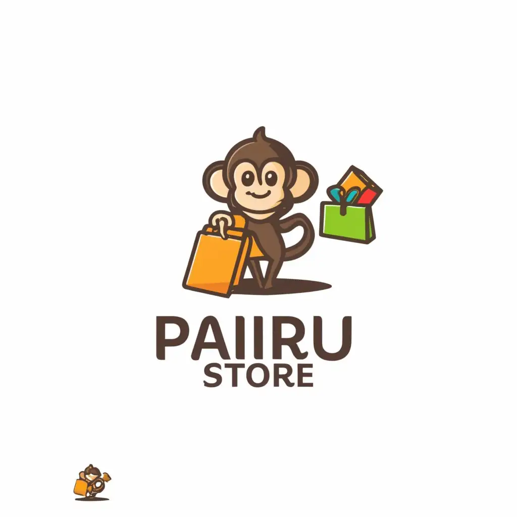 a logo design,with the text "pairu store", main symbol:monkey,complex,be used in Retail industry,clear background