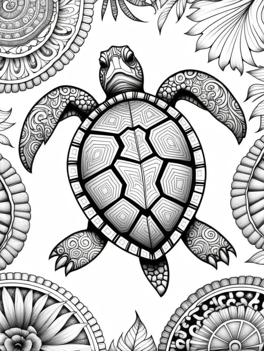 Zen Turtle Coloring Page Intricate Zentangle Design for Relaxation