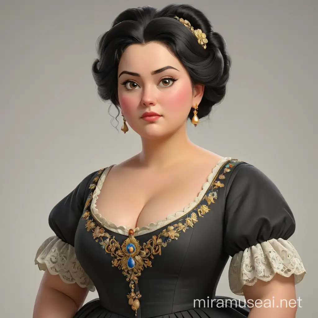 Russian Imperial Lady with Voluminous Hair in Realism 3D Animation