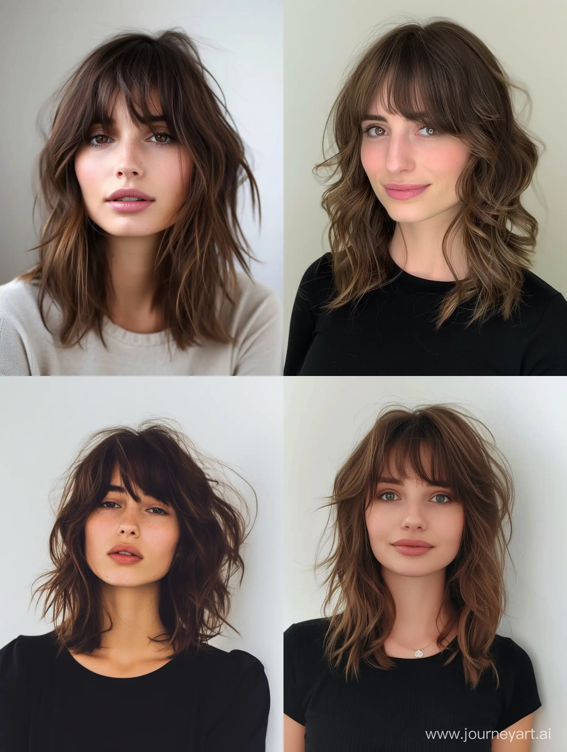 trendy spring haircuts medium length curtain bangs for women 2024