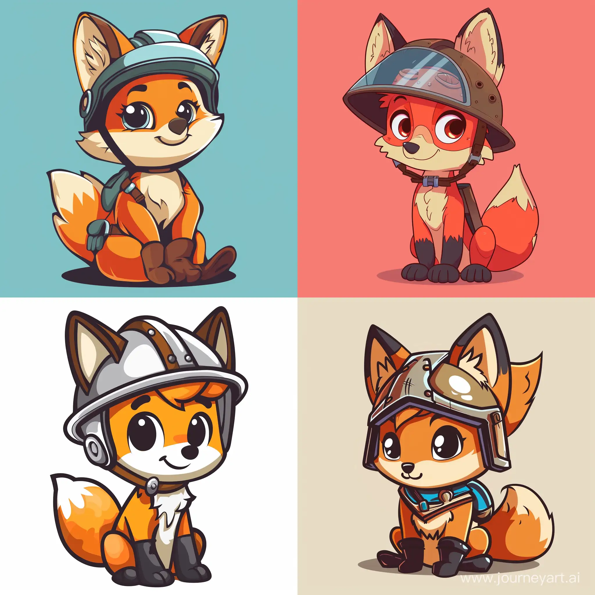 Cartoon-Fox-Wearing-a-Helmet-Playful-Animal-Character-Illustration