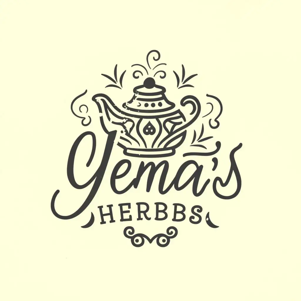 a logo design,with the text "Yema's herbs", main symbol:moroccan teapot /cup of tea 
,Moderate,clear background