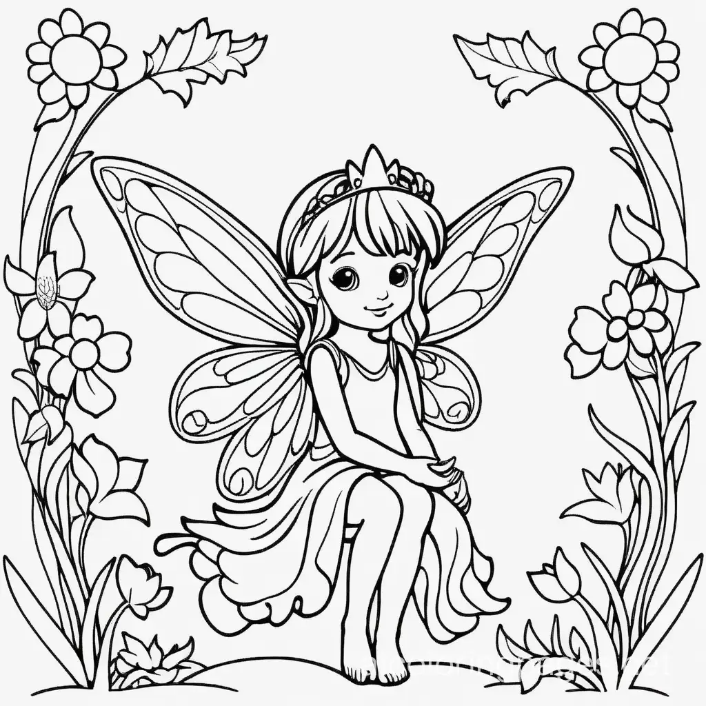 Simple-Fairy-Coloring-Page-EasytoColor-Line-Art-for-Kids