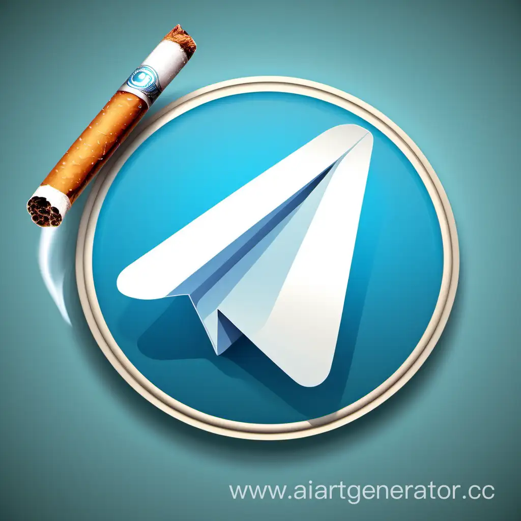 Social-Media-Icon-with-a-Modern-Twist-Telegram-Logo-Smoking-a-Cigarette