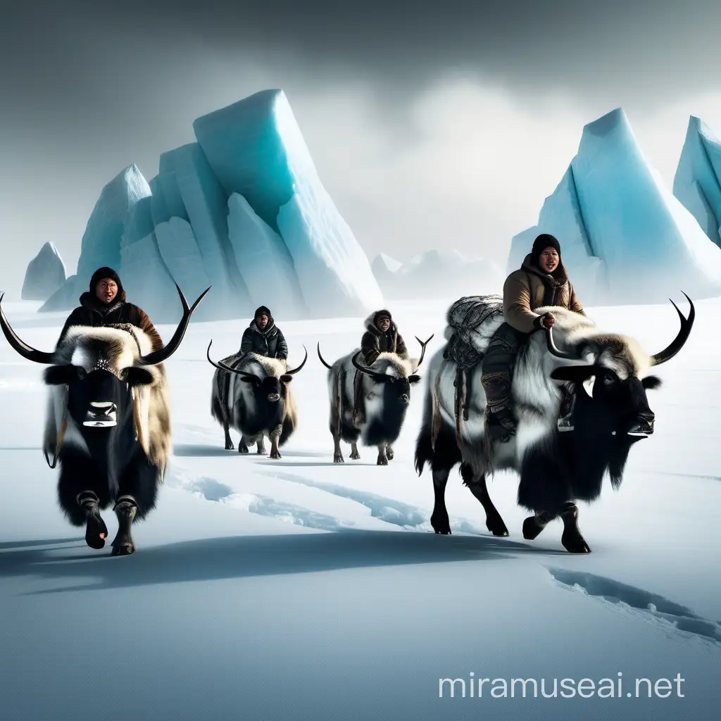Un groupe d'Inuits voyagent dans les terres froides. Un drone les aident à s'orienter. Des yacks portent les charges lourdes du voyage. Leur technologie est à base de cristaux. 