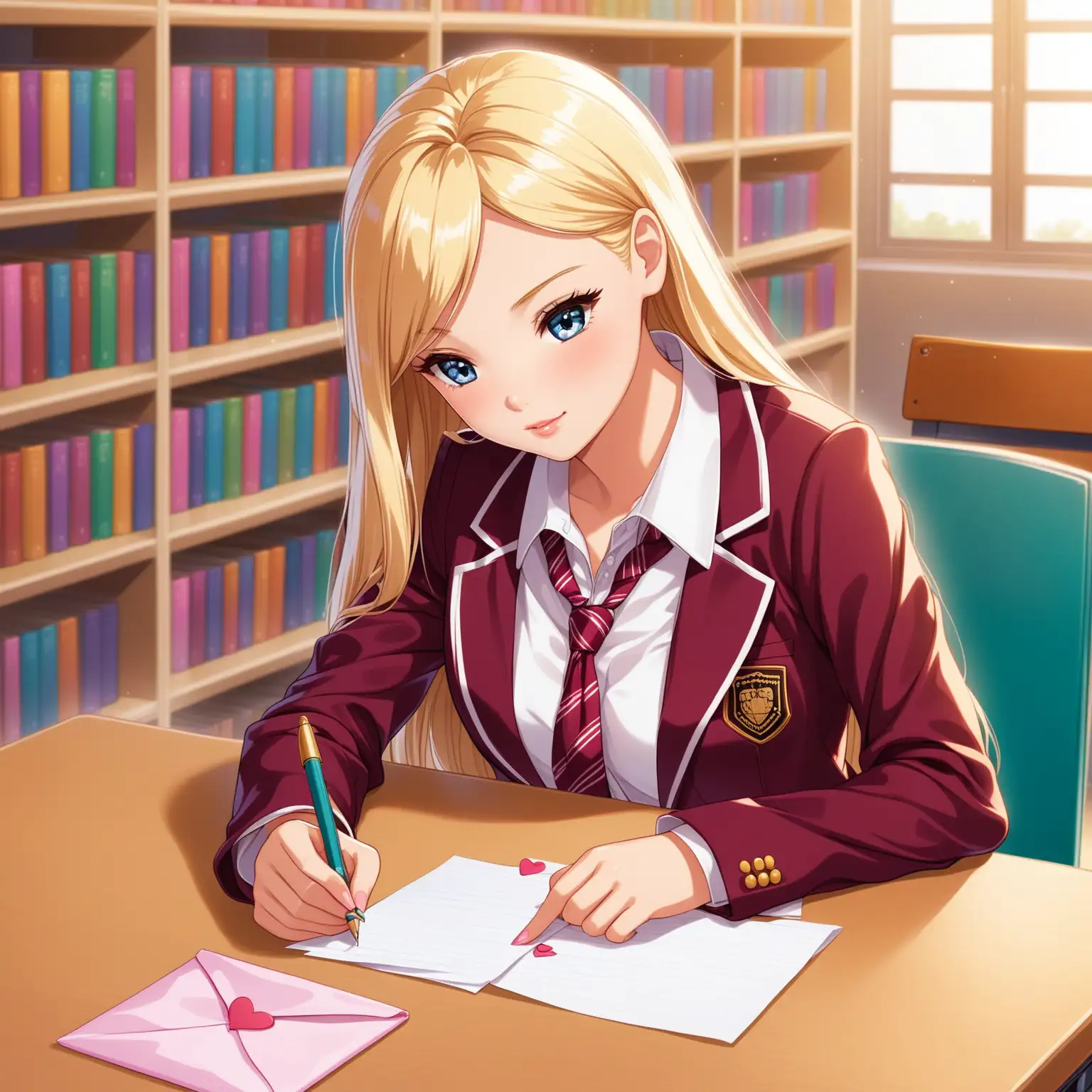 Barbie Writing a Love Letter in High School Library
