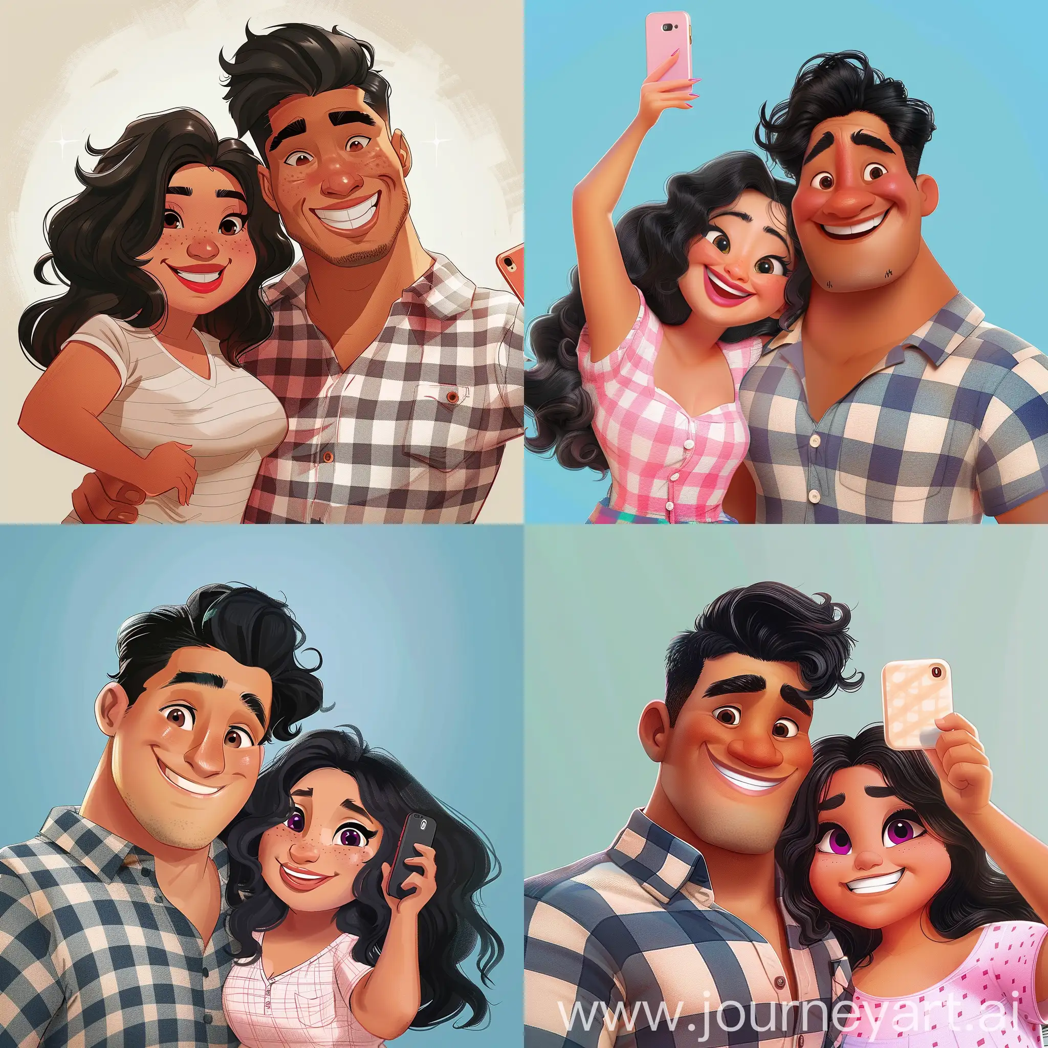 Happy-Diverse-Friends-Taking-Selfie-Smiling-Guy-and-Chubby-Girl-Cartoon-Illustration