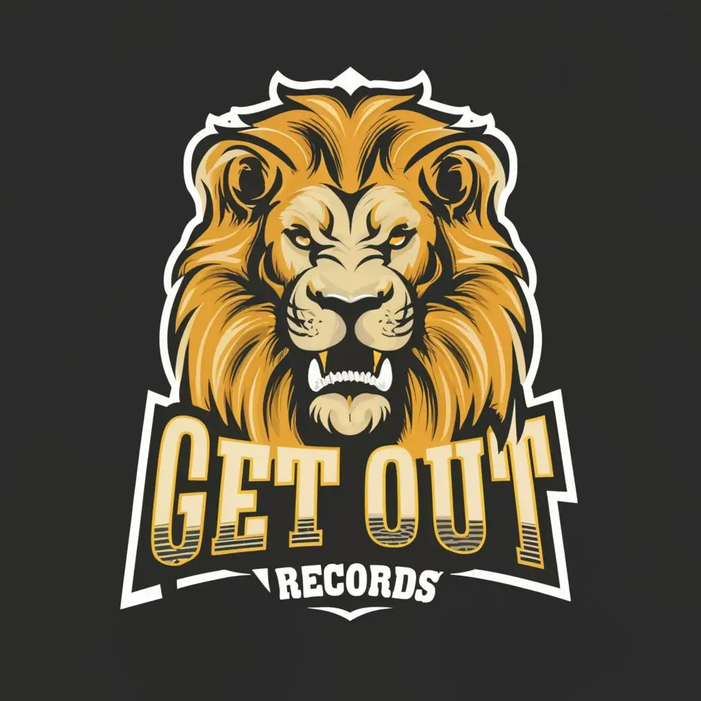 logo, Lion, with the text "GetOut Records", typography, be used in Entertainment industry