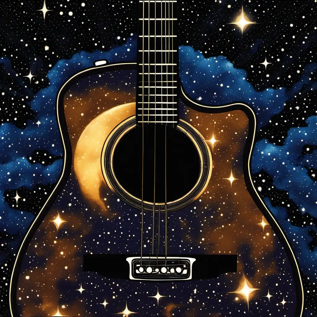 Starry Night Reflection on Guitar