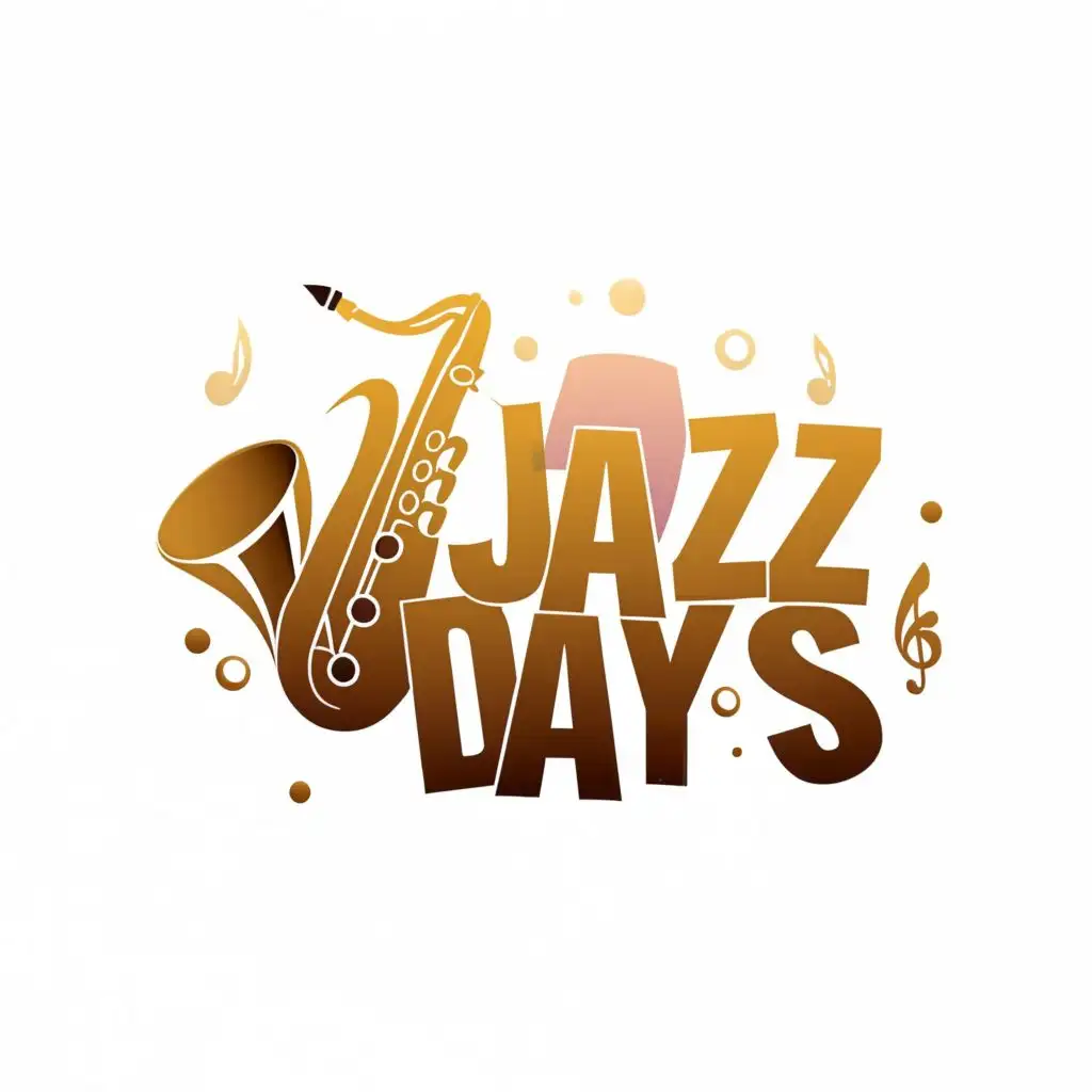 logo, saxophone, trumpet, piano, white background, with the text "Jazz Days", typography, be used in Events industry