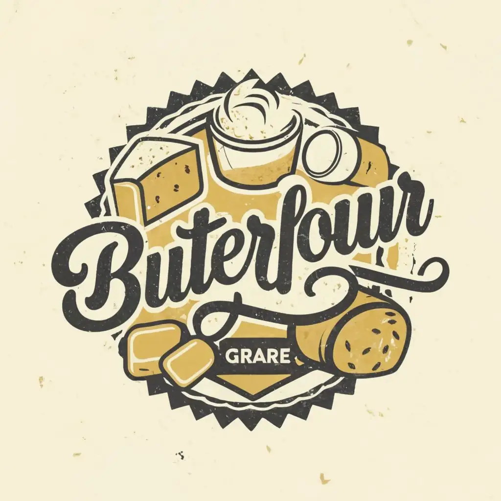 logo, butte and flour, with the text "ButterFlour", typography