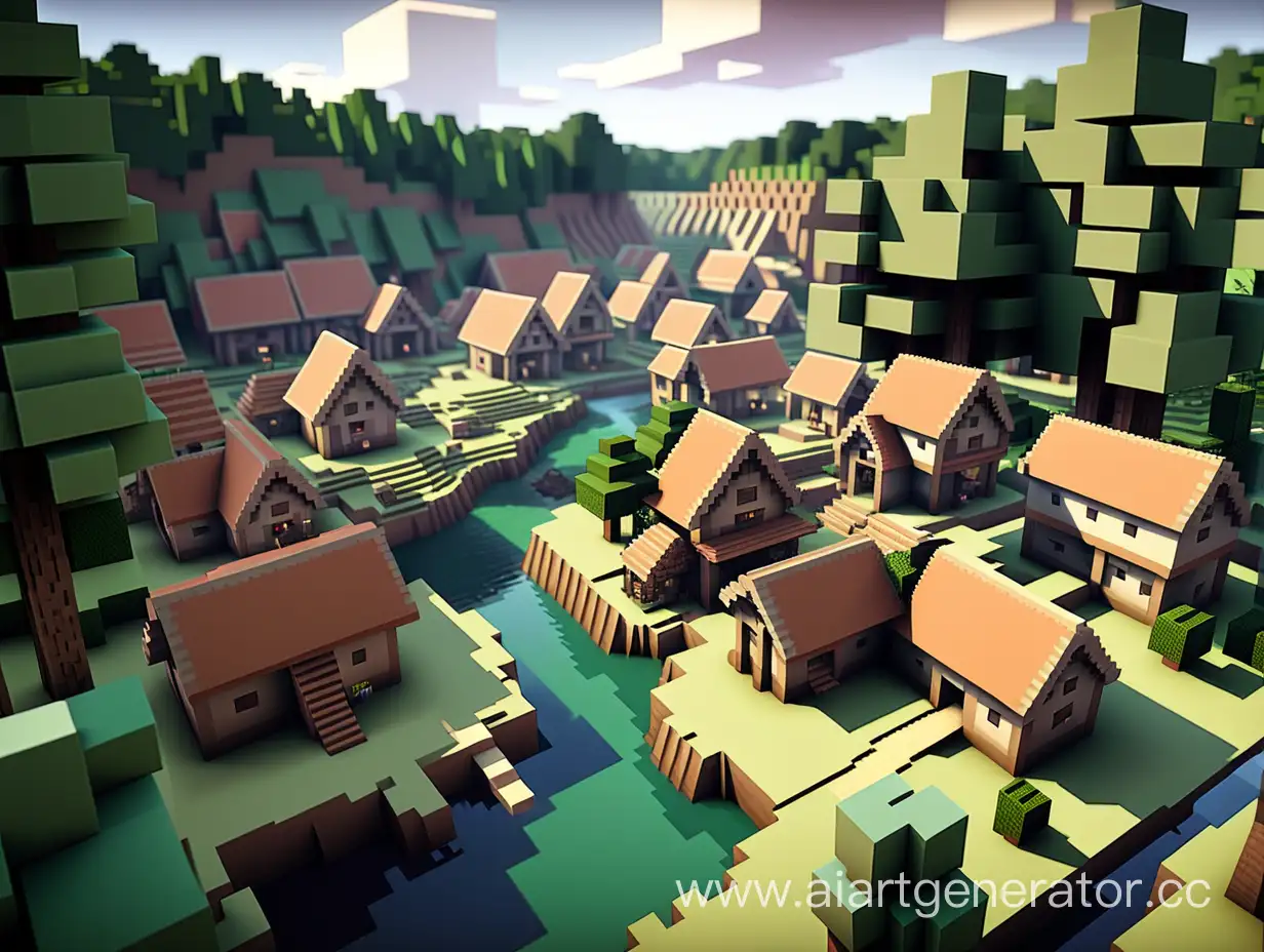 Charming-Minecraft-Village-Nestled-in-a-Lush-Forest-by-the-Riverside