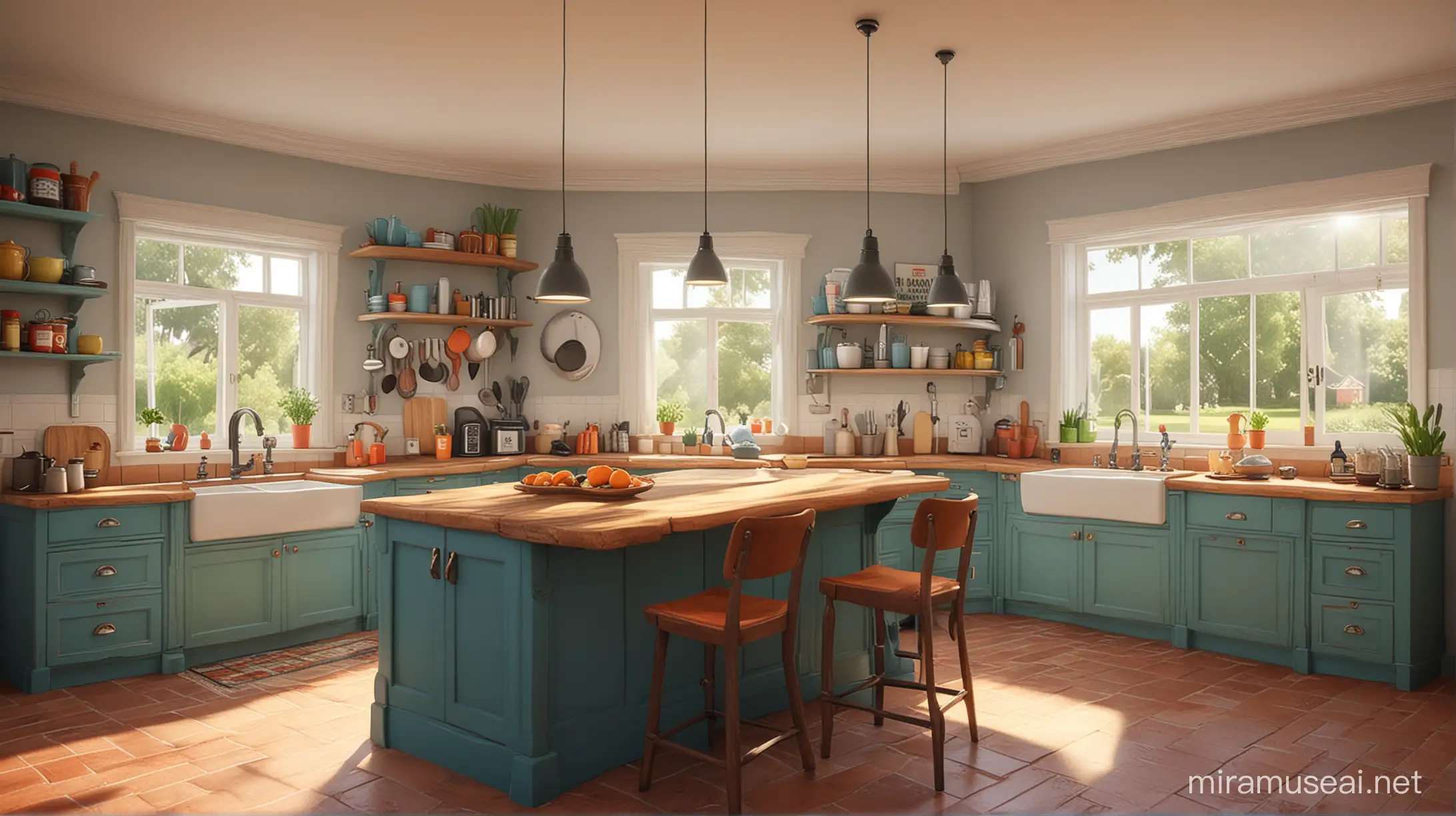 kitchen in 3d pixar animation