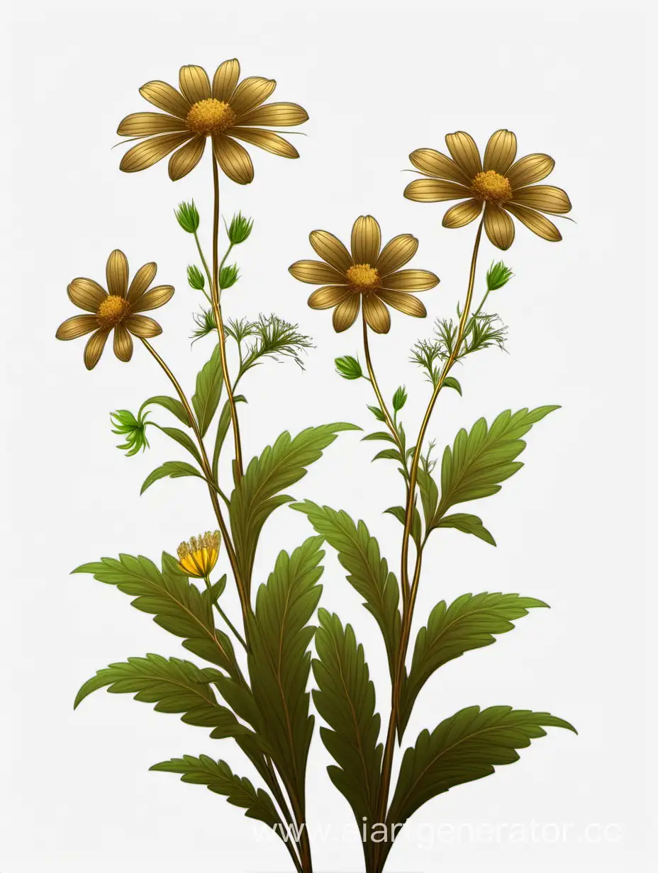 Elegant-Dark-Golden-Wildflower-Cluster-Line-Art-Botanical-4K-Illustration