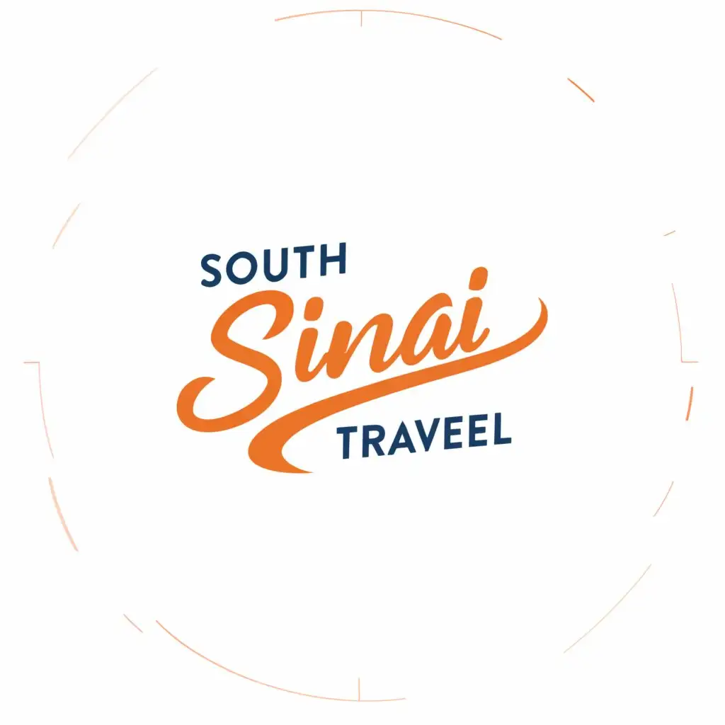 a logo design,with the text "'South Sinai Travel' blends orange and blue colors . The letters form a dynamic and eye-catching shape,  South Sinai. The logo stands Duffish font against a clean and simple white background  .", main symbol:Folde a4  'South Sinai Travel' blends orange and blue colors . The letters form a dynamic and eye-catching shape,  South Sinai. The logo stands Duffish font against a clean and simple white background  .,Moderate,clear background