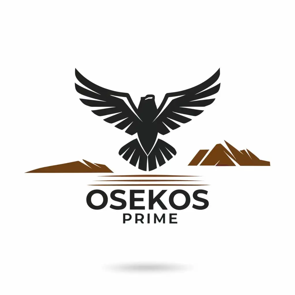 a logo design,with the text "OSEKOS PRIME", main symbol:EAGLE AND LAKE,complex,be used in Technology industry,clear background
