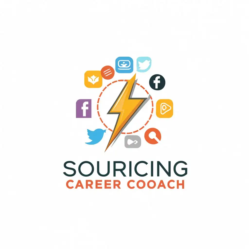 a logo design,with the text "Sourcing career coach", main symbol:Sourcing, Marketing, Facebook ads, Instagram ads, Social Media marketing,,Moderate,be used in Education industry,clear background