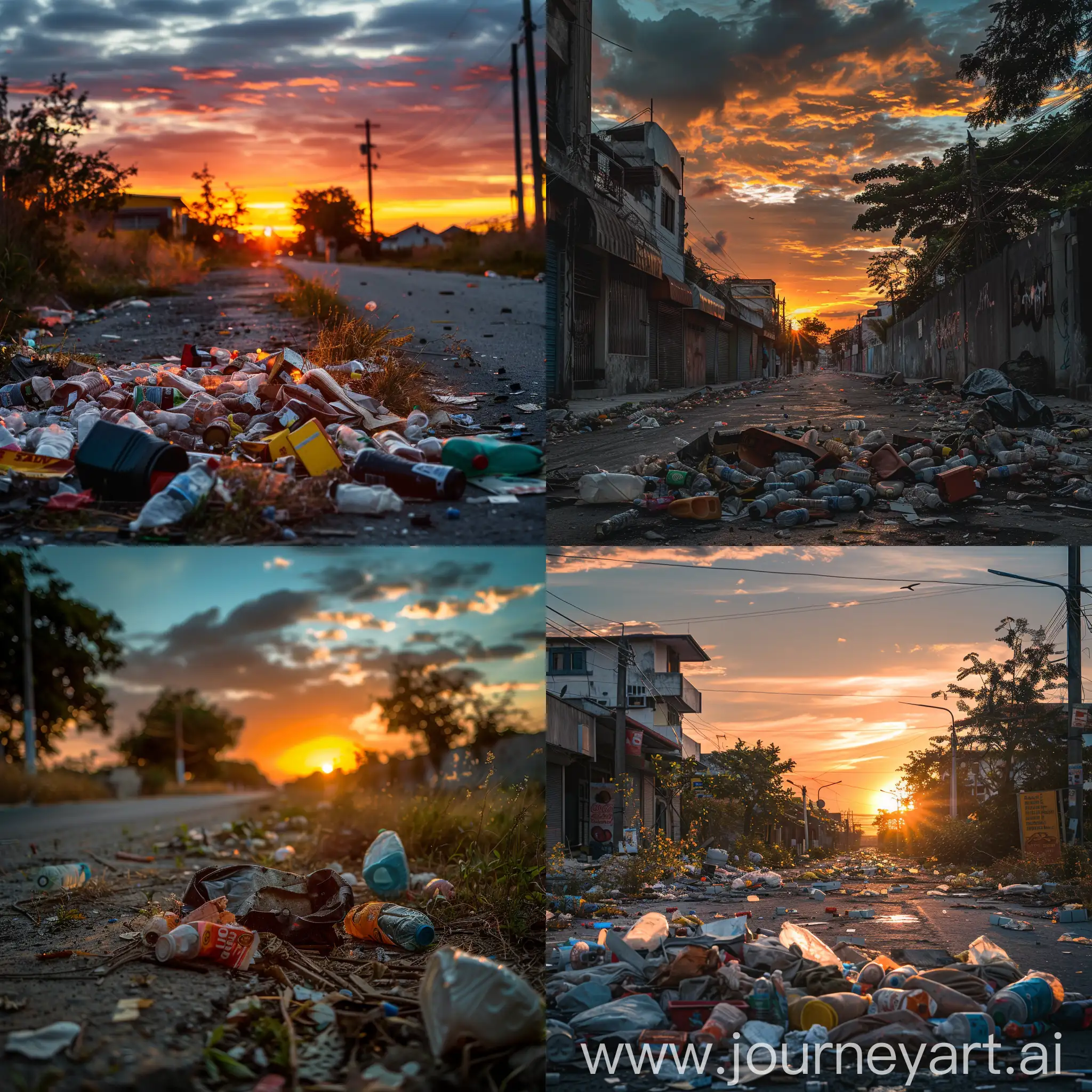 Urban-Sunset-Trash-on-the-Streets-at-Dusk