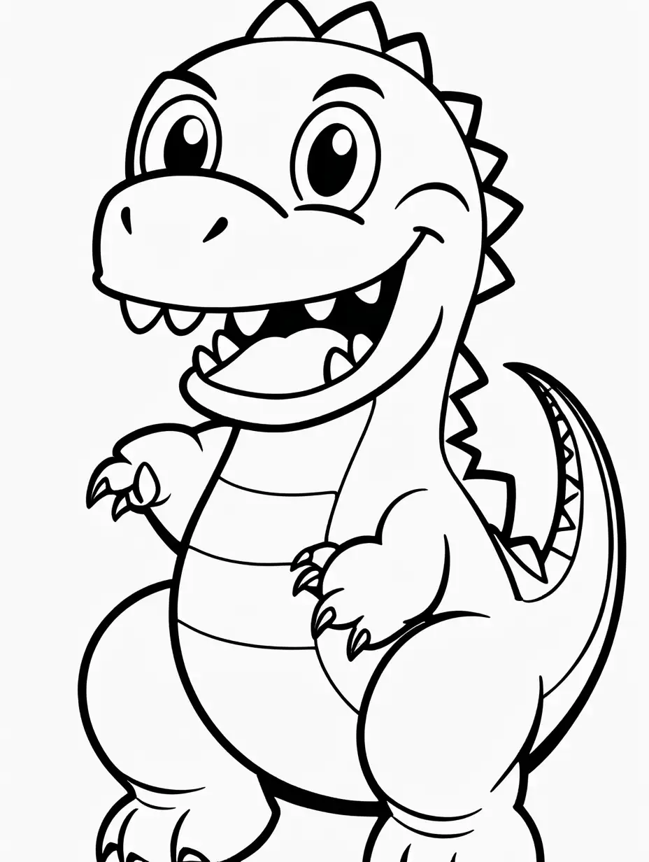 Simple Cartoon Dinosaur Coloring Page for 3YearOlds