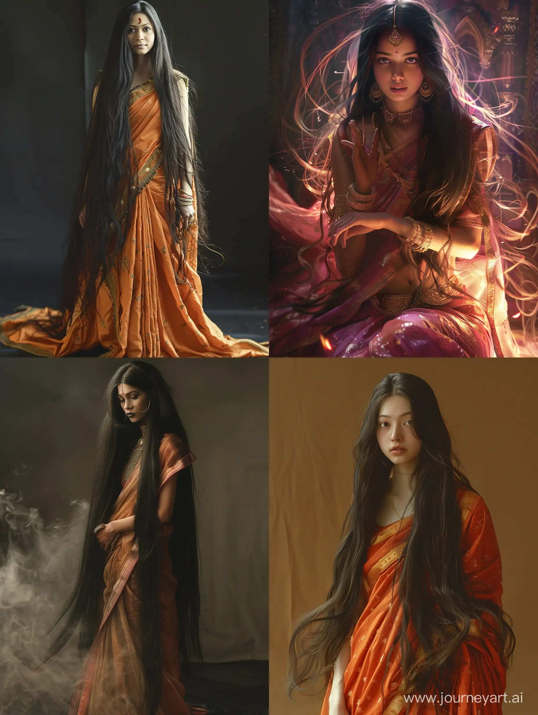 Indian-Wizard-Commands-Elegant-Hong-Kong-LongHaired-Beauty-in-Saree