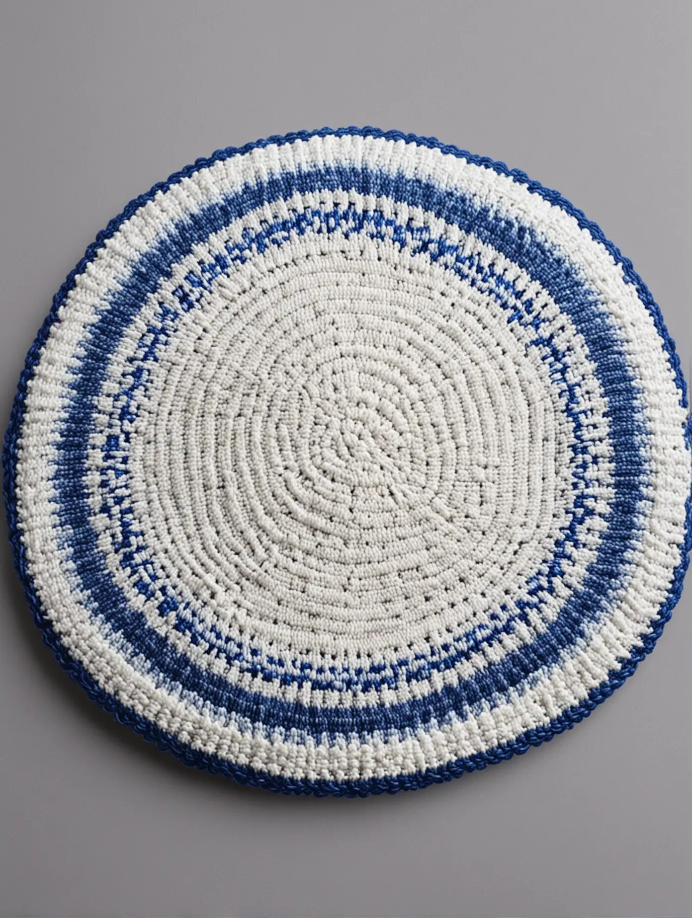 Israeli round knitted Kippah in blue and white colors