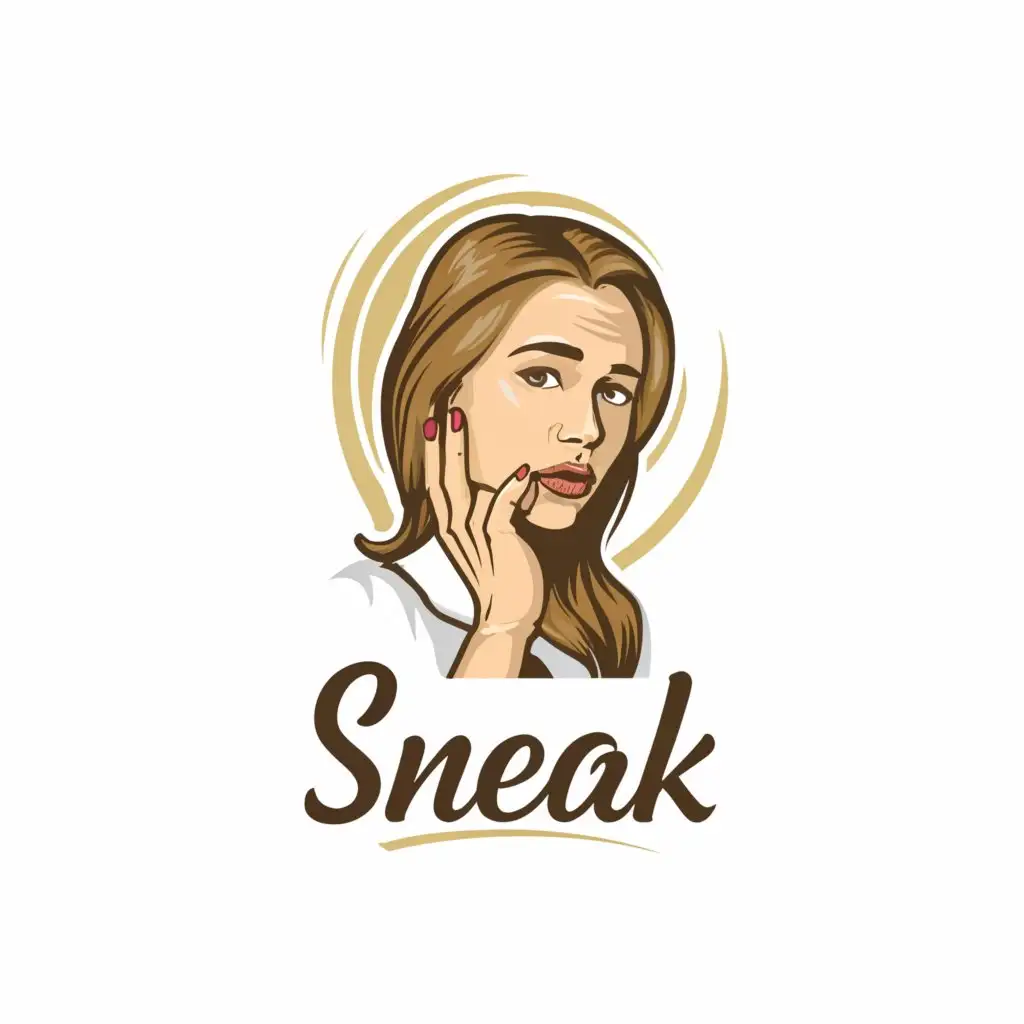 a logo design,with the text "Sneak", main symbol:woman shushing,Moderate,clear background