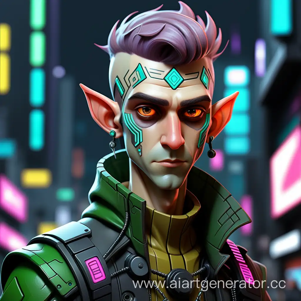 Cyberpunk-Elf-Character-with-Futuristic-Aesthetics