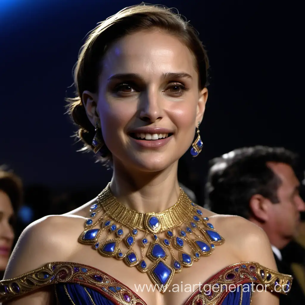 natalie portman, who is trapped with the genie clothing and jewelries, she tries to remove them but unable to do so.