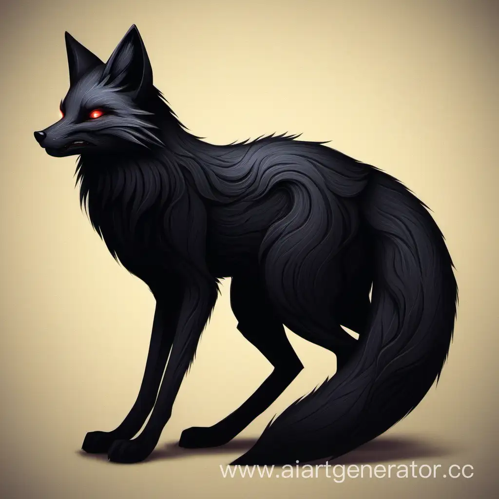 Mystical-Encounter-Diabolically-Black-Fox-in-Enchanted-Forest