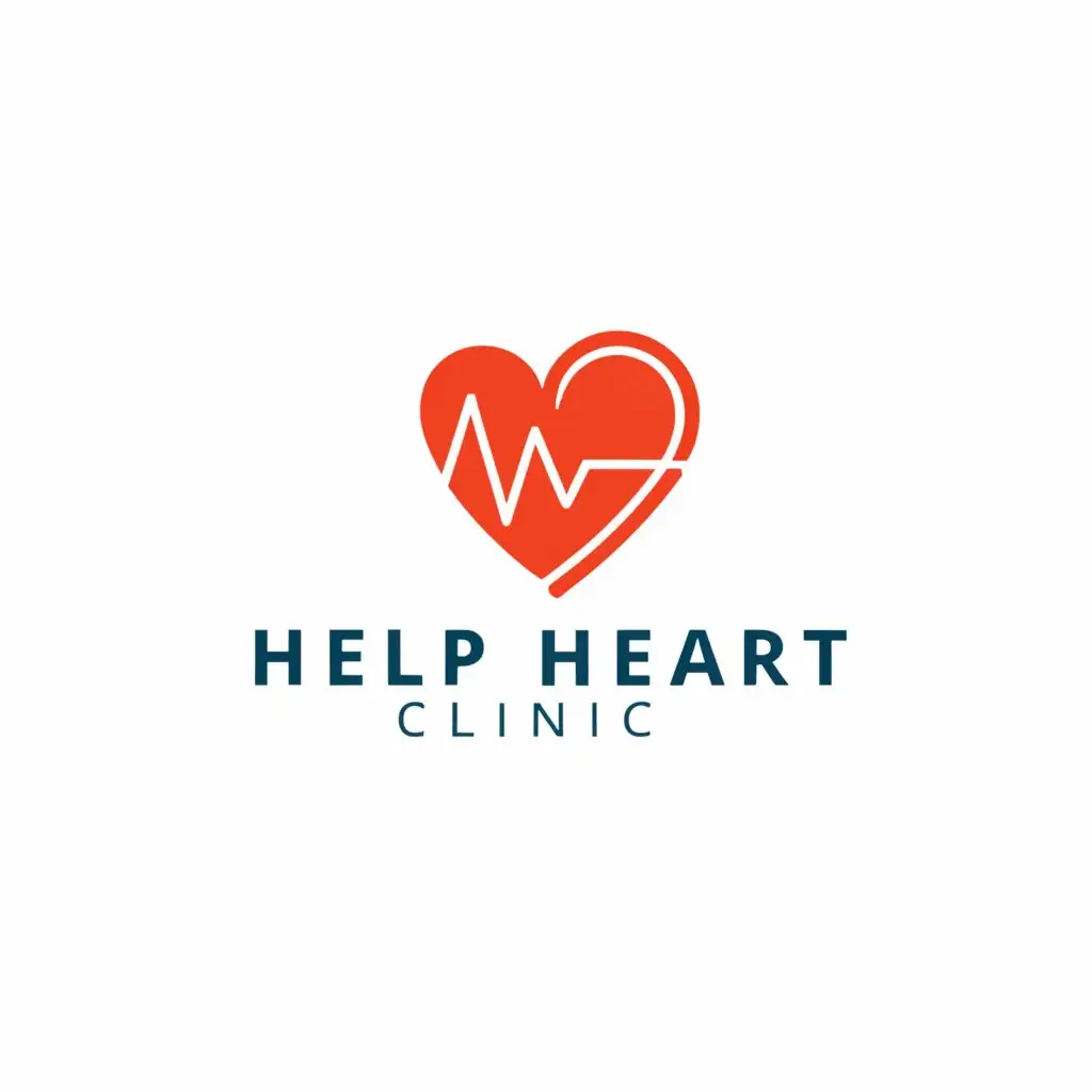 a logo design,with the text "HELP Heart Clinic", main symbol:Heart and ECG,Moderate,be used in Medical Dental industry,clear background