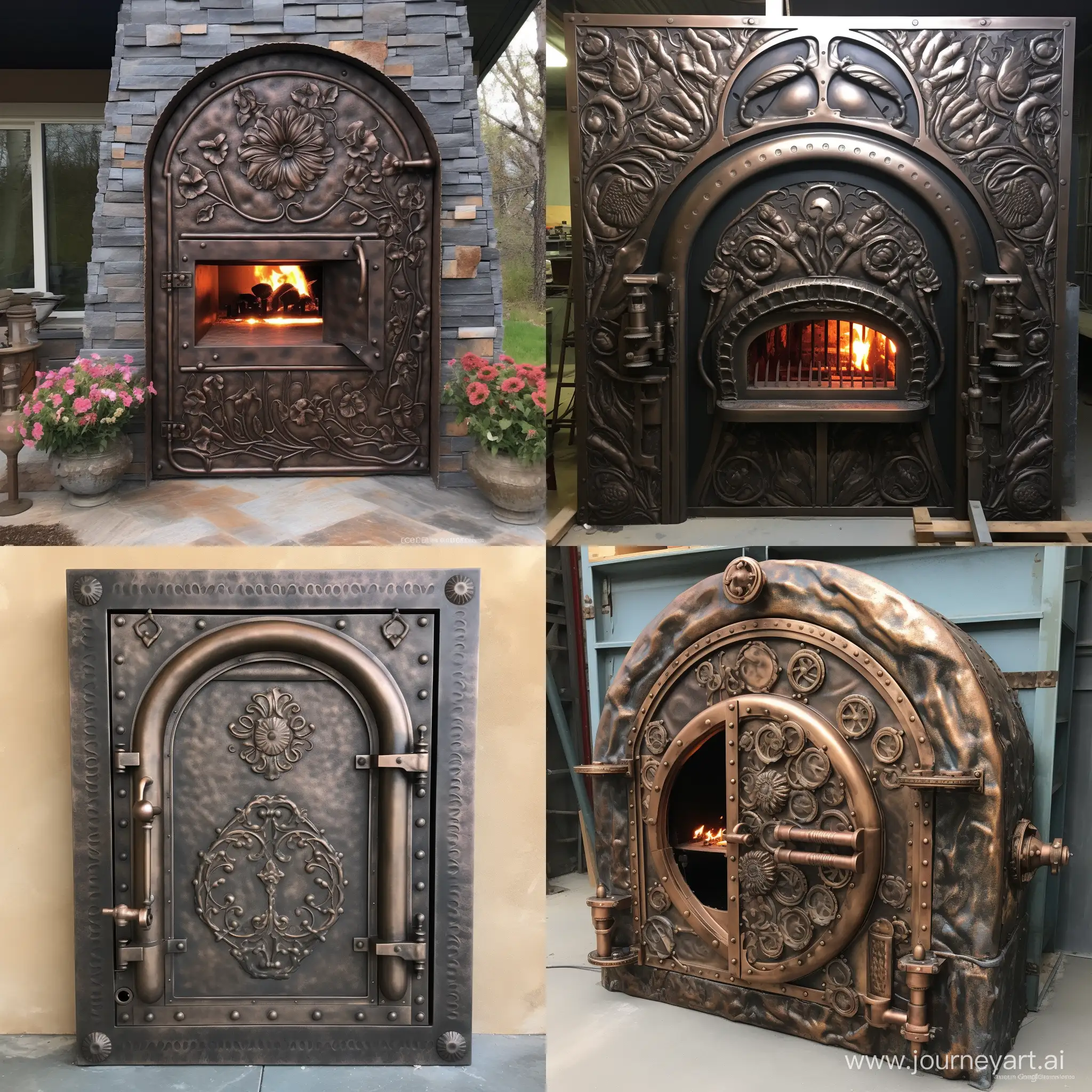 Rustic-Metal-Pizza-Oven-Door-with-Intricate-Design