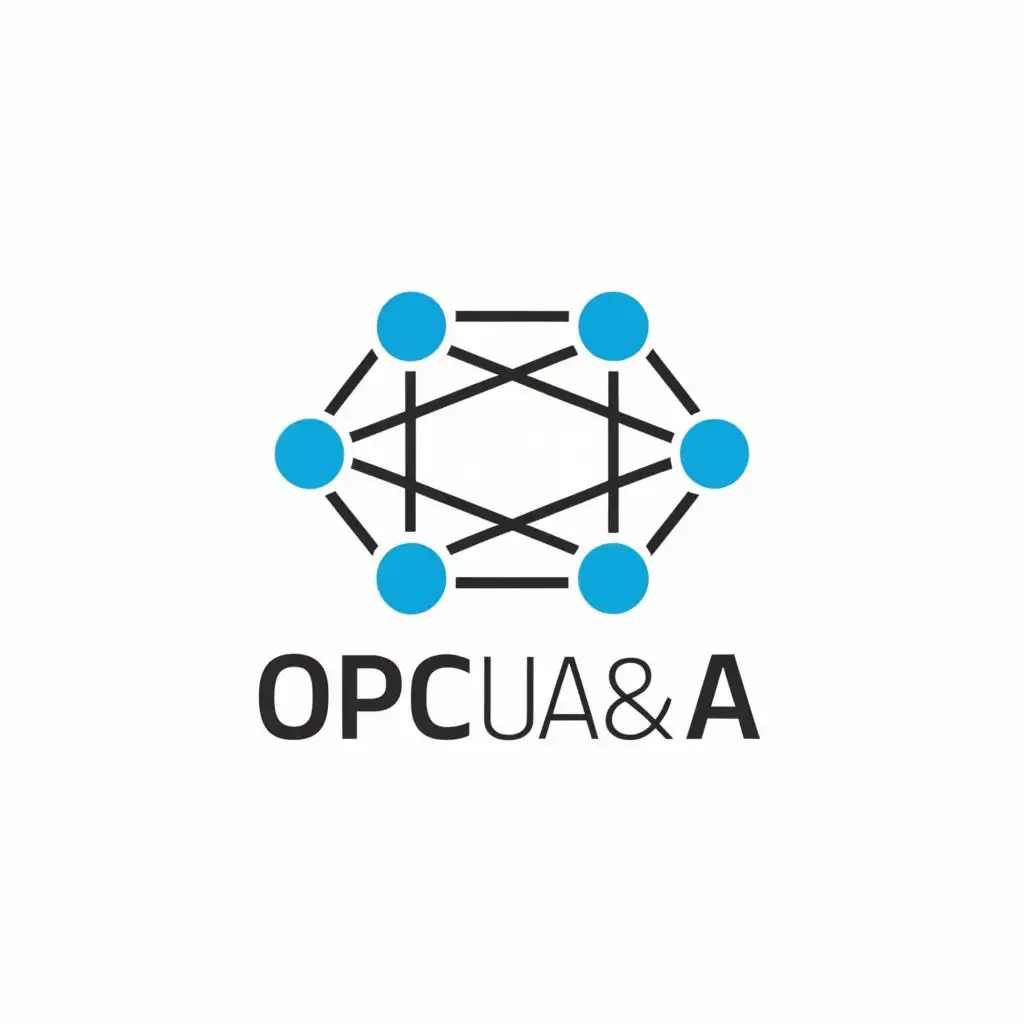 logo, Network, with the text "OPC UA & A", typography, be used in Technology industry