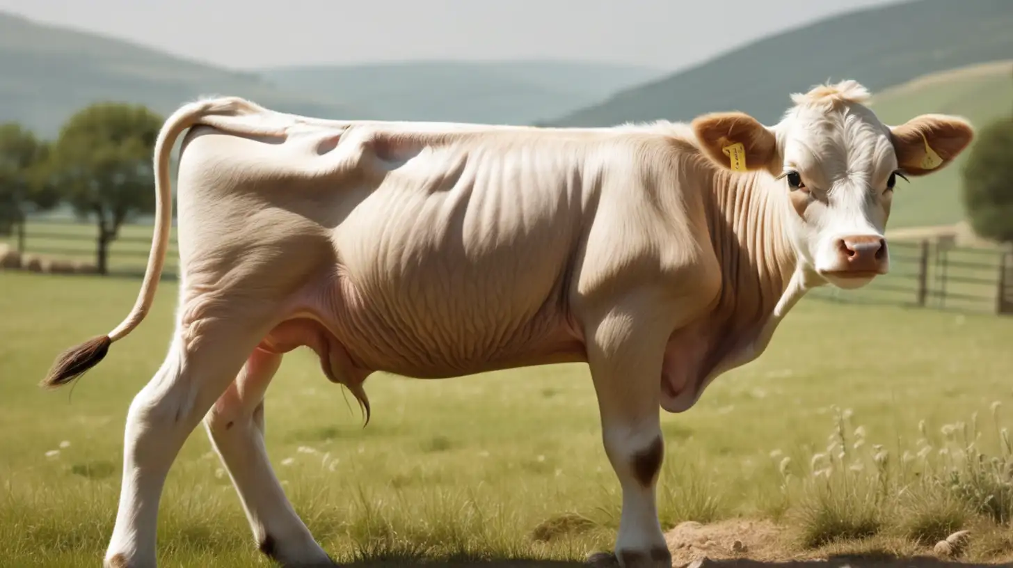 epoque biblique, un veau avec une patte tordue, dans la campagne