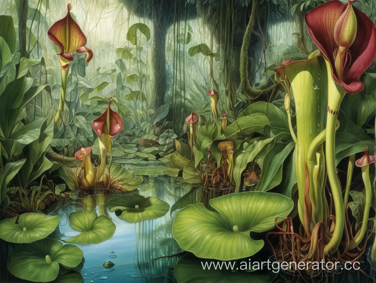 Pitcher-Plants-in-Jungle-Water-Scene