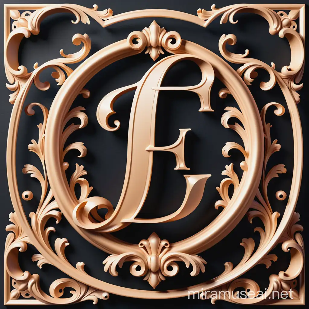 letter e monogram  in baroque style