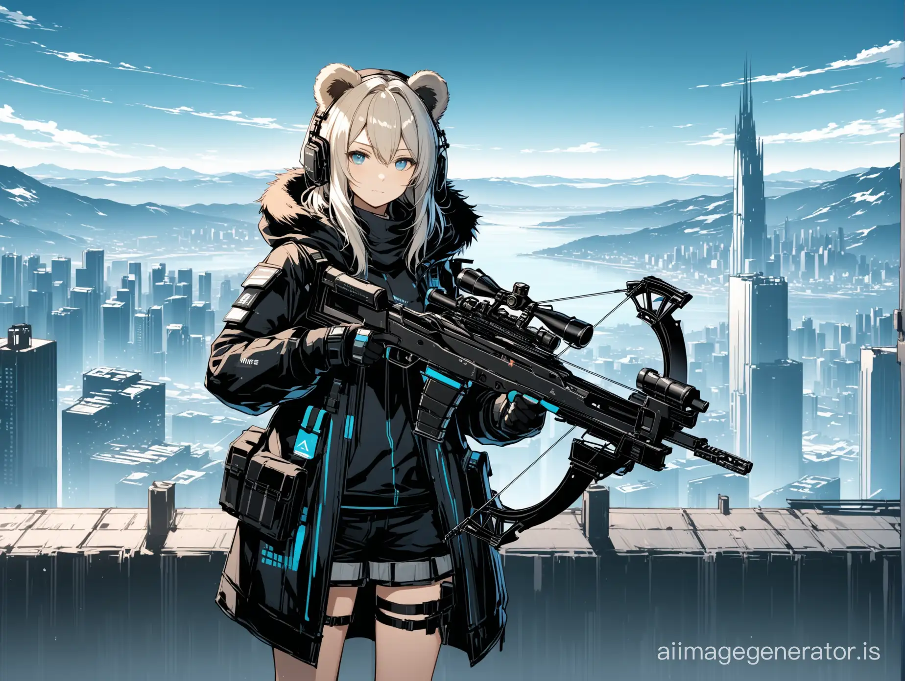 Arknights-Ursus-Girl-with-Crossbow-in-Urban-Setting