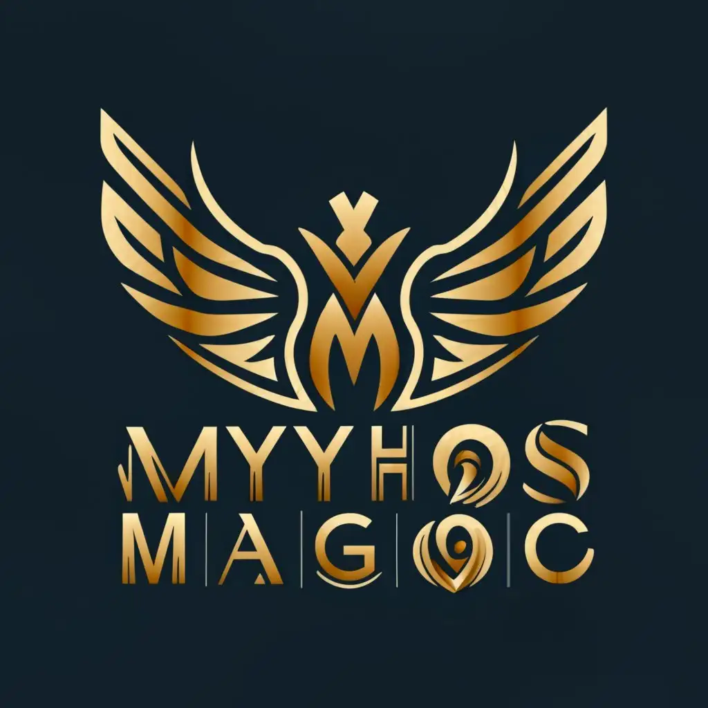 a logo design,with the text "Mythos Magic", main symbol:wing, M, Y, T, H, O, S,Moderate,be used in Events industry,clear background