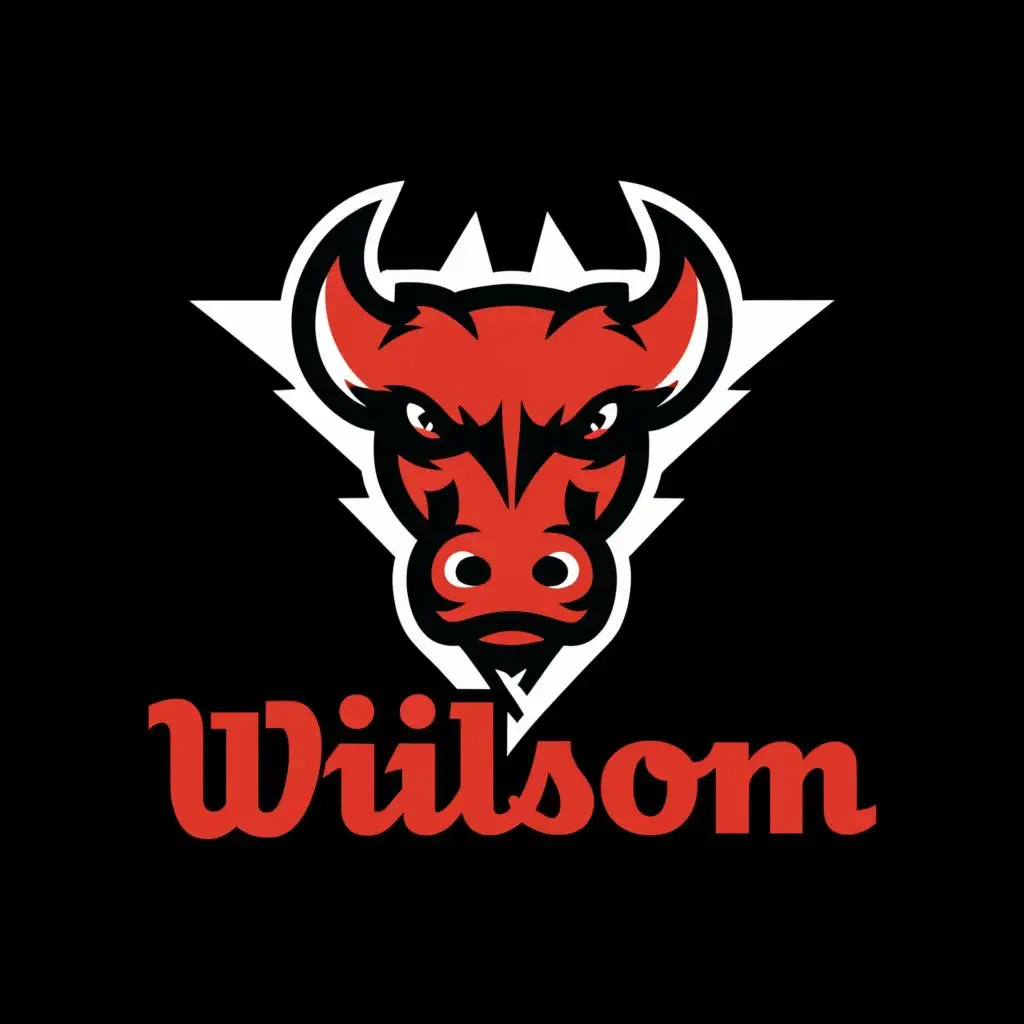 a logo design,with the text "Wilson", main symbol:lighting, bull, red eyes,Moderate,clear background
