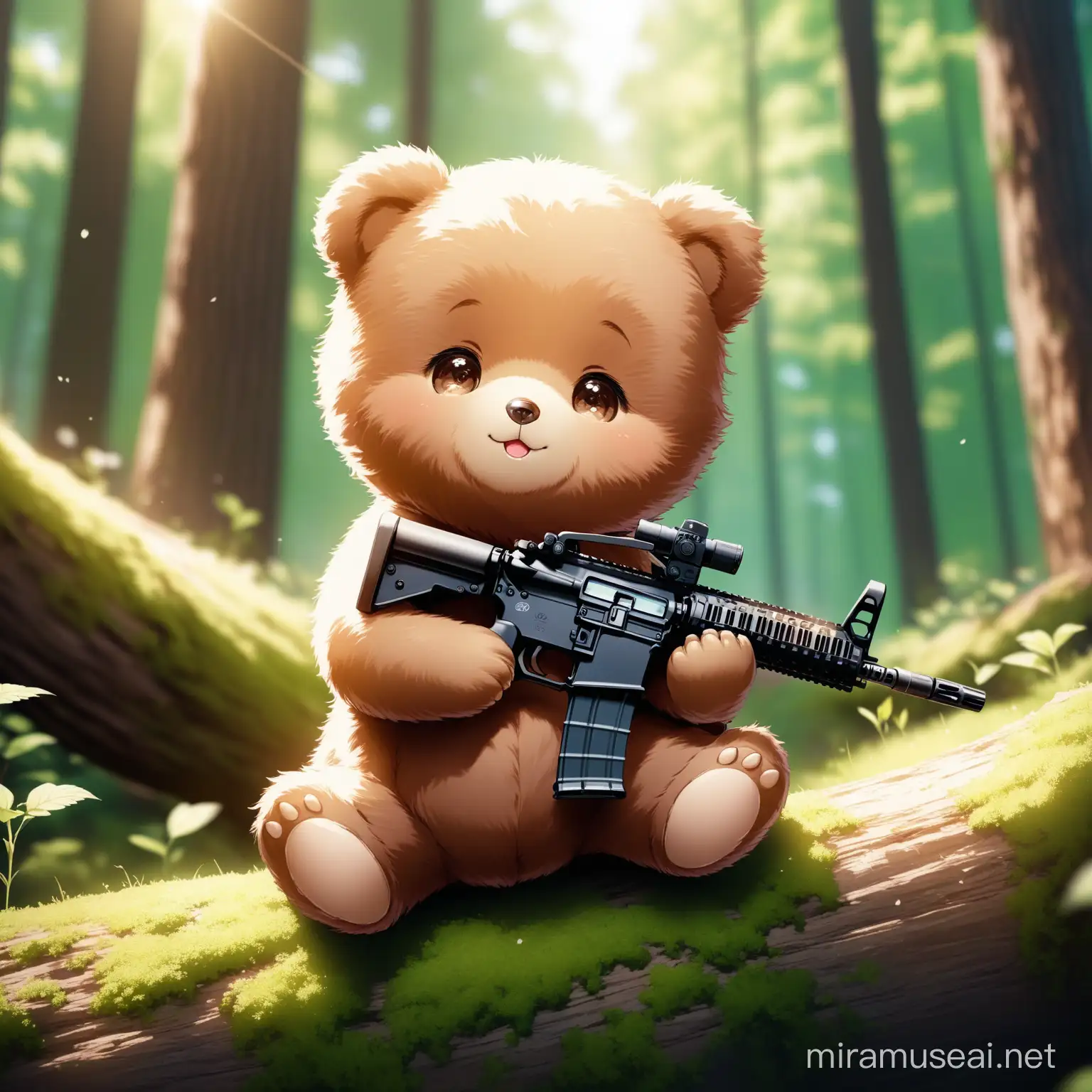 imagine adorably cute baby bear in the forest, makro photography, cinematic –ar 15:10