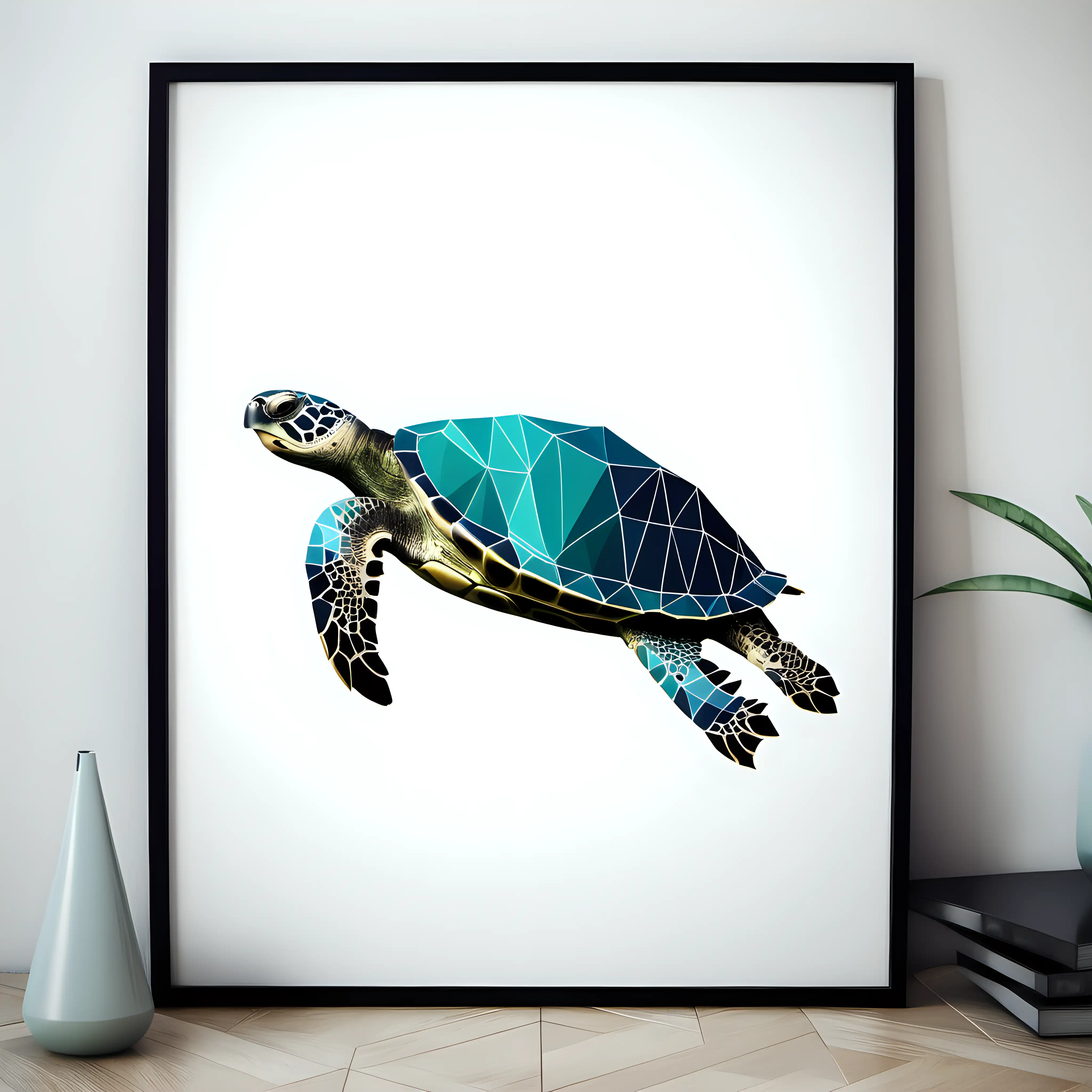 Abstract Geometric Turtle Art Poster for Modern Interior Decor
