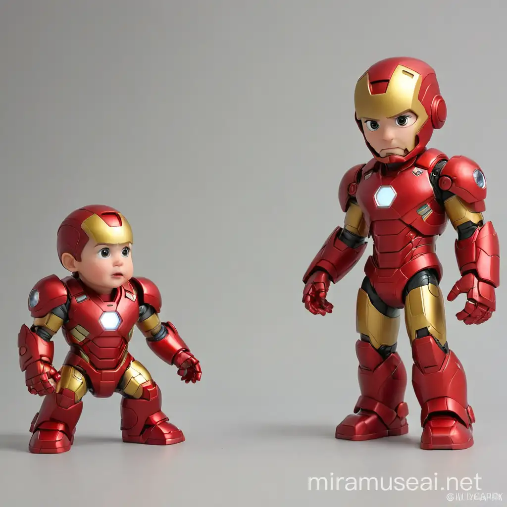 Cute Baby Photography with Marvel Universe Iron Man Figurine