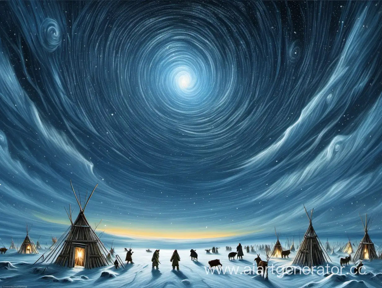 Yakut-Mythology-Inspired-North-Pole-Starry-Sky-Scene