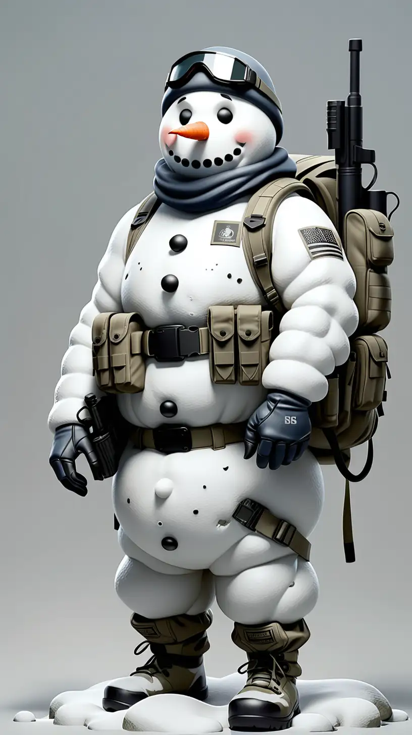 Snowman in Tactical Gear Winter Sentinel Ready for Action